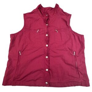 Bair Vest Women's Size XL No Sleeve Red Snap Buttons Pockets Mock Neck Outerwear